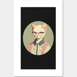 Preppy Girl Cat 1 Posters and Art